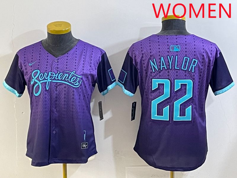 Women 2025 Arizona Diamondback #22 Naylor Purple Joint Name Nike MLB Jersey style 1